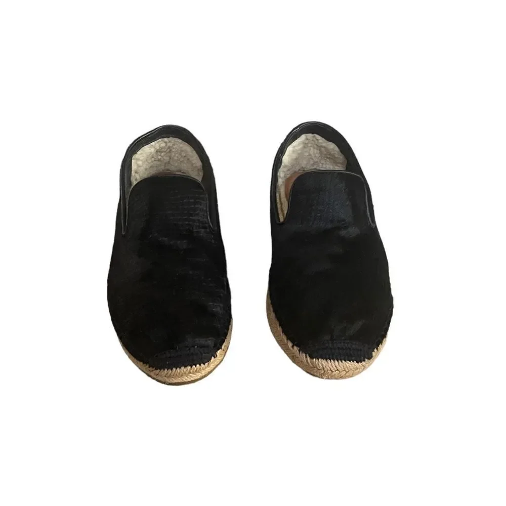 Ugg Black Calf Hair Sandrinne Espadrilles Flats Sz 7​​​​ - Picture 2 of 10